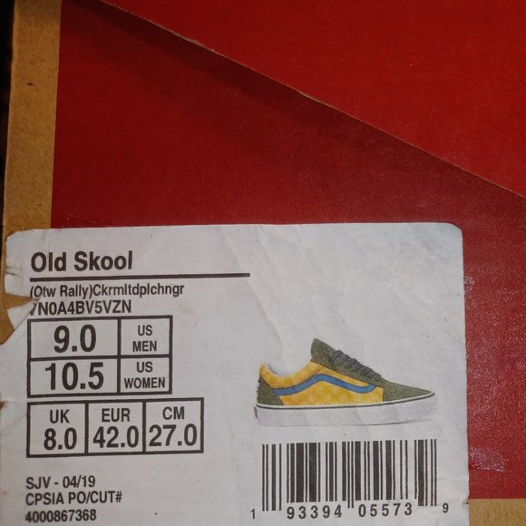 Vans Men's 9/Women's 10.5 Old Skool (OTW Rally) Checkerboard/Multi/Lichen Green - Picture 2 of 12